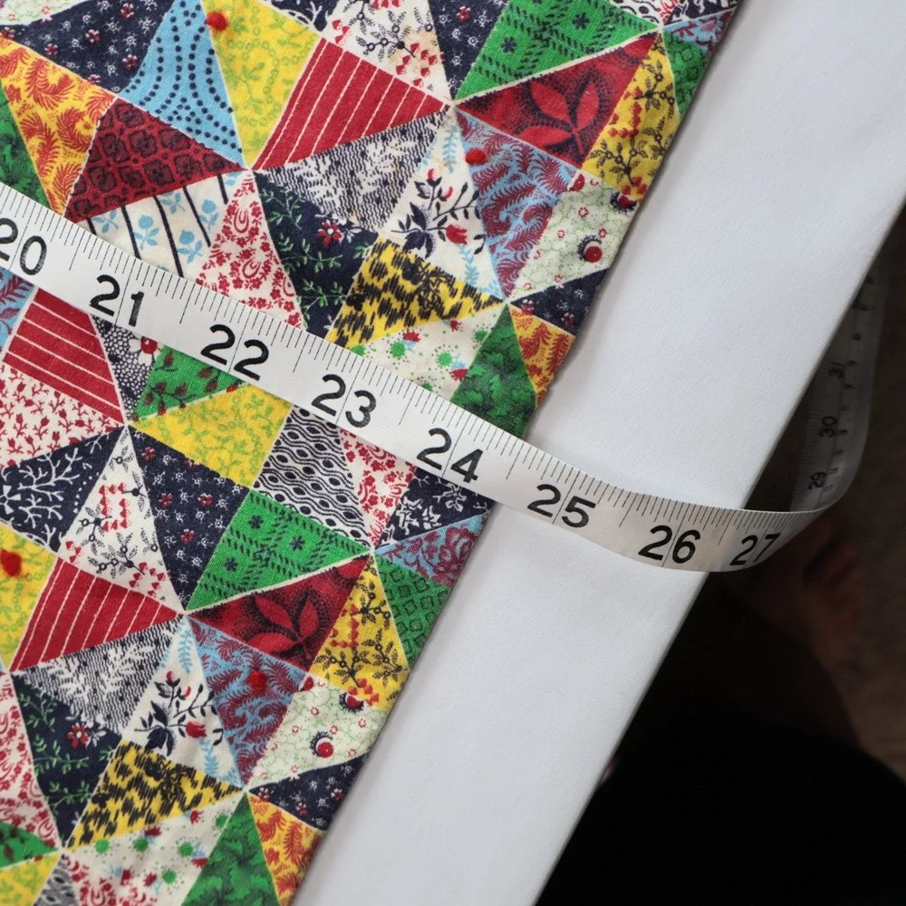 Patchwork Print Quilted Table Runner Small Multicolor Excellent Hand‎ Tied